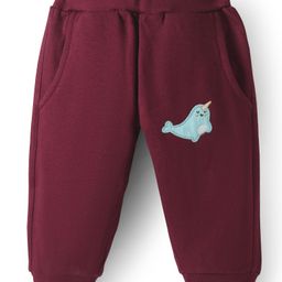 Zero Knit Full Length Fish Printed Fleece & Woollen Bottom - Maroon-picture-45