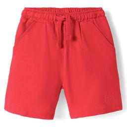 kookie kids india Kookie Kids 240GSM Terry Knit Shorts With HD Print and Drawcord - Red-picture-7
