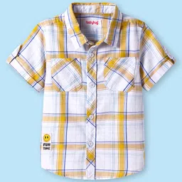 Babyhug Cotton Woven Half Sleeves Checkered Shirt - Yellow-picture-26