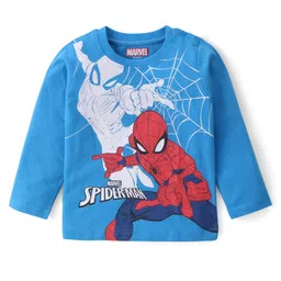 babyhug disney Babyhug Marvel Single Jersey Full Sleeves Pyjama Set With Spider Man Graphics - Blue image 2