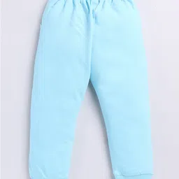 Kidcity Cotton Looper Happy Hearts Text Printed Joggers - Light Firozi image 3