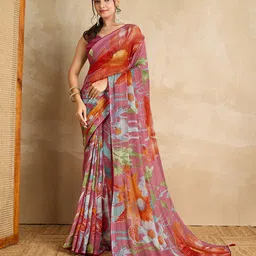 KALINI Floral Printed Zari Saree image 3