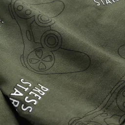 Evimo Single Jersey Knit Above Knee Length Shorts Video Game Print - Green image 3