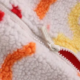 Babyhug Fur Woven Full Sleeves Hooded Winter Jacket With Alphabets Design - White image 3