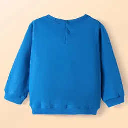 Babyhug Cotton Knit Full Sleeves Sweatshirts With Text & Floral Graphics Pack of 2 - Blue & White image 3