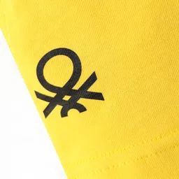 UCB Knit Knee Length Solid Shorts With Ribbed Waist - Yellow image 3