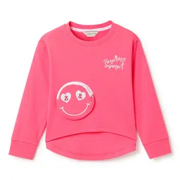 Tales & Stories Cotton Knit Full Sleeves Perfectly Imperfect Text Embroidered & Pocket Applique Detailed Tee - Pink image 4