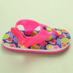 Babyoye Velcro Closure Flip Flops with Fruit Print - Pink & Blue image 4