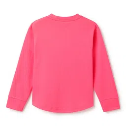 Tales & Stories Cotton Knit Full Sleeves Perfectly Imperfect Text Embroidered & Pocket Applique Detailed Tee - Pink image 5