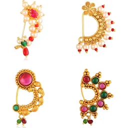 vivastri Gold Plated Alloy Nath Nose Pins-picture-29