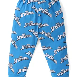 babyhug disney Babyhug Marvel Single Jersey Full Sleeves Pyjama Set With Spider Man Graphics - Blue image 5