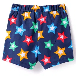Babyhug Single Jersey Knit Mid Thigh Shorts With Polka Dot & Star Print & Bow Applique Pack of 2 - Red & Navy Blue image 5