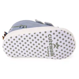 Cute Walk by Babyhug Velcro Closure Booties with Crocodile Applique - Light Blue image 5