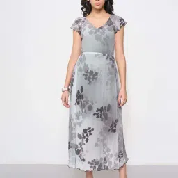 Annabelle By Pantaloons Off White Regular Fit Floral Print Formal Dress With Camisole-picture-21