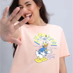 Zivame Peach Cotton Regular Fit Printed T-Shirt image 5