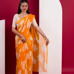 KCPC BANDHANI Yellow Pure Georgette Sarees image 4