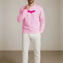 Organic Chics Men Batman Printed Round Neck Pullover Sweatshirt image 3