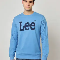 Lee Blue Slim Fit Logo Print Round Neck Sweatshirt-picture-39