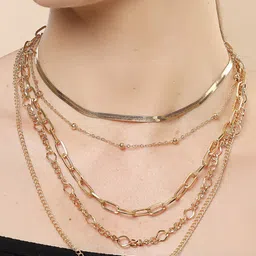 Bohey by KARATCART Gold-Plated Layered Chain image 1