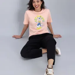 Zivame Peach Cotton Regular Fit Printed T-Shirt image 4