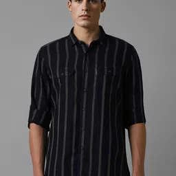 Louis Philippe Jeans Men Spread Collar Striped Cotton Slim Fit Casual Shirt-picture-21