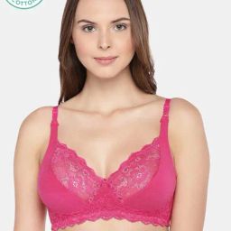 Inner Sense Pink Lace Work Cotton Seamless Bra-picture-19