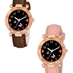 Miss Perfect Women Pack of 2 Embellished Dial & Leather Straps Analogue Watch DF56-picture-19