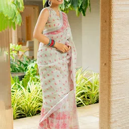 KALINI Women Printed Mekhela Chador Muga Saree image 2