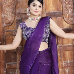 Anouk Satin Ready To Wear Saree image 5