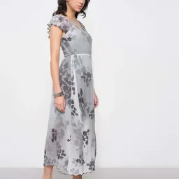 Annabelle By Pantaloons Off White Regular Fit Floral Print Formal Dress With Camisole image 3