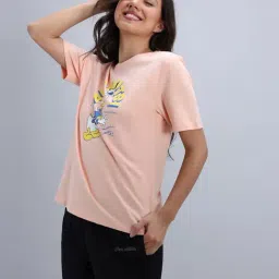 Zivame Peach Cotton Regular Fit Printed T-Shirt image 3