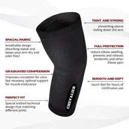 Chevalier Elbow Sleeves/ Support/ Guard/ Compression Socks Pair, Black, M image 2