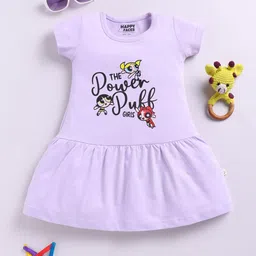 Happy Faces Girls Powerpuff Printed Pure Cotton Fit & Flare Dress-image-78