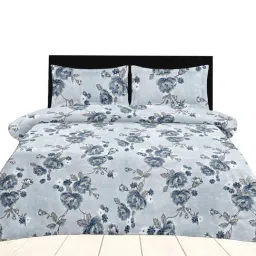 Ariana Garda Blue Cotton Floral 210 TC King Bedsheet with 2 Pillow Covers-image-29