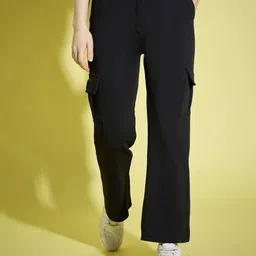 BUY NEW TREND Women Relaxed High-Rise Cargos Trousers-image-6