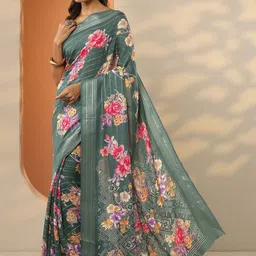 Libas Floral Silk Blend Saree-picture-13