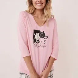 La Vie En Rose Pink Cotton Printed T-Shirt-picture-21