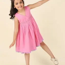 Fabindia Kids Pink Cotton Embroidered Dress-picture-16