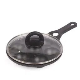 The Indus Valley Black Cast Iron 21.08 cm Paddu Pan With Long Handle & Glass Lid-picture-32