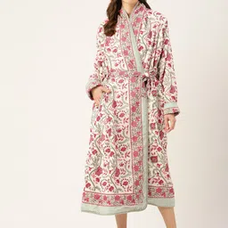 Jaipur Morni Printed Quilted Reversible Pure Cotton Bath Robe-picture-16