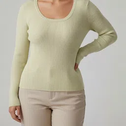 DELAN Women Ribbed Woollen Pullover image 3