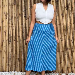 Label Tanvee Striped A-Line Midi Skirt image 3
