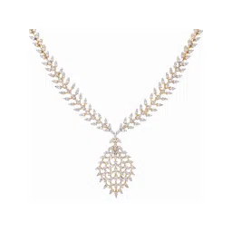 Nuyug American Diamond White Stone Leaflet Spark Necklace and Earring image 5