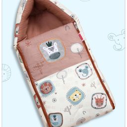 Babyhug Velvet Sleeping Bag Animal Faces Print - Brown-picture-46