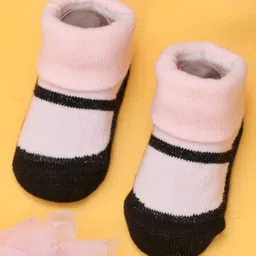Yellow Bee Cotton Anti Skid Socks - Pink & Black-picture-22
