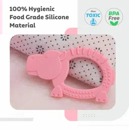 R for Rabbit Silicone Teether Hippo Shape - Pink image 2