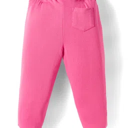 Babyhug Terry Knit Full Length Lounge Pant with Text Glitter Print - Pink image 2