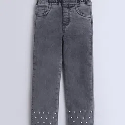 Bright Stars KIDSWEAR Woven Pearls Embellished Mild Washed Jeans - Grey image 4