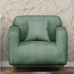 Myntra Elegant Homes Green Jacquard 1 Piece Sofa Cover With Arms-image-60