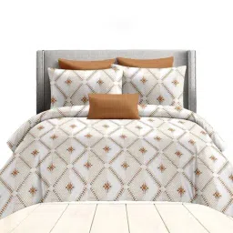 Ariana Garda Rust Cotton Geometric 210 TC King Bedsheet with 2 Pillow Covers-image-14